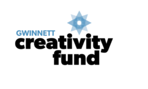Logo for the Gwinnett Creativity fund. Blue star with the word Gwinnett in blue block letter to the right and the words creativity fund in black letters underneath.